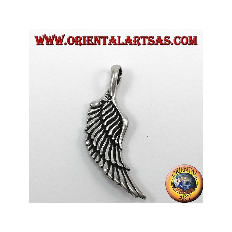 Silver pendant, Three-dimensional two-sided angel wings