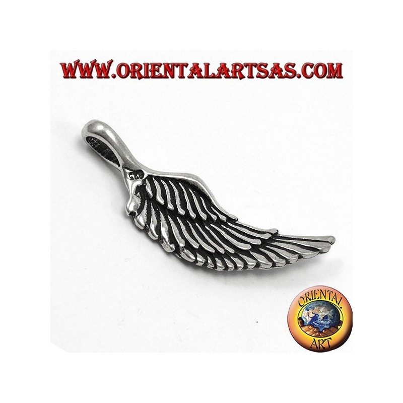 Silver pendant, Three-dimensional two-sided angel wings