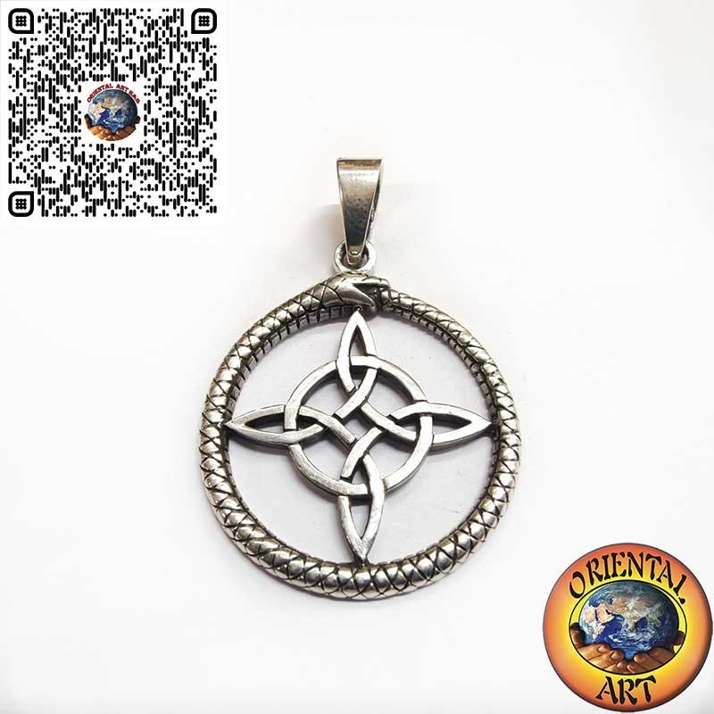 Pendentif en Argent Nœud de la Sorcière dans l'Ouroboros