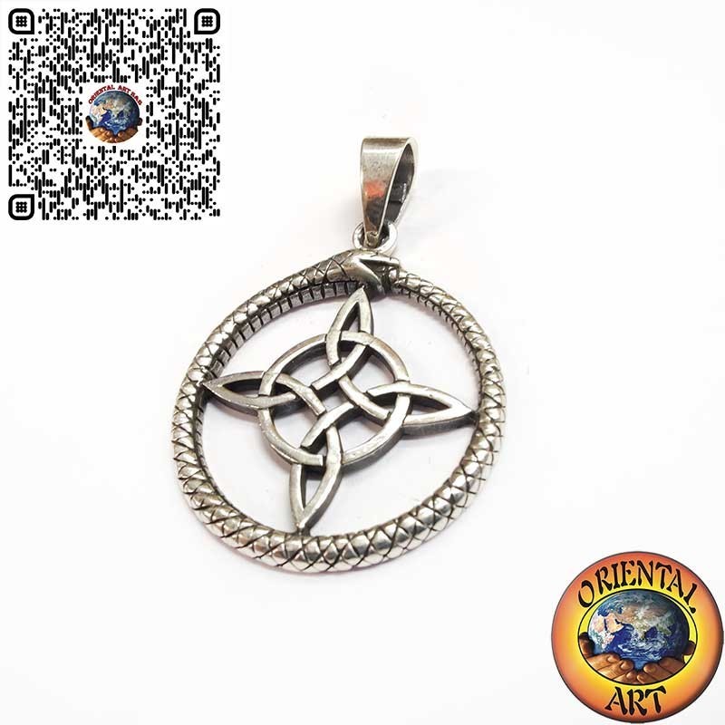 Silberanhänger Hexenknoten im Ouroboros
