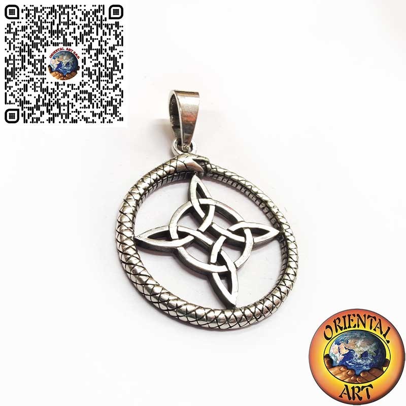 Colgante de Plata Nudo de Bruja en el Uroboro
