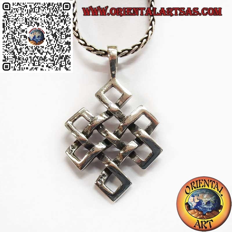 Ciondolo in Argento 925 Shrivatsa – Nodo Infinito Tibetano Portafortuna