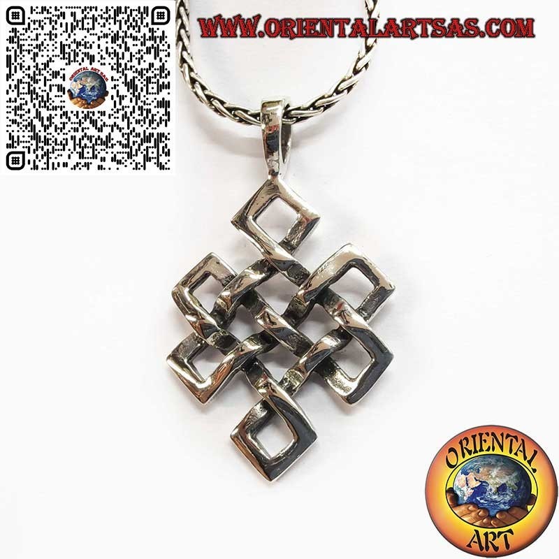 Ciondolo in Argento 925 Shrivatsa – Nodo Infinito Tibetano Portafortuna