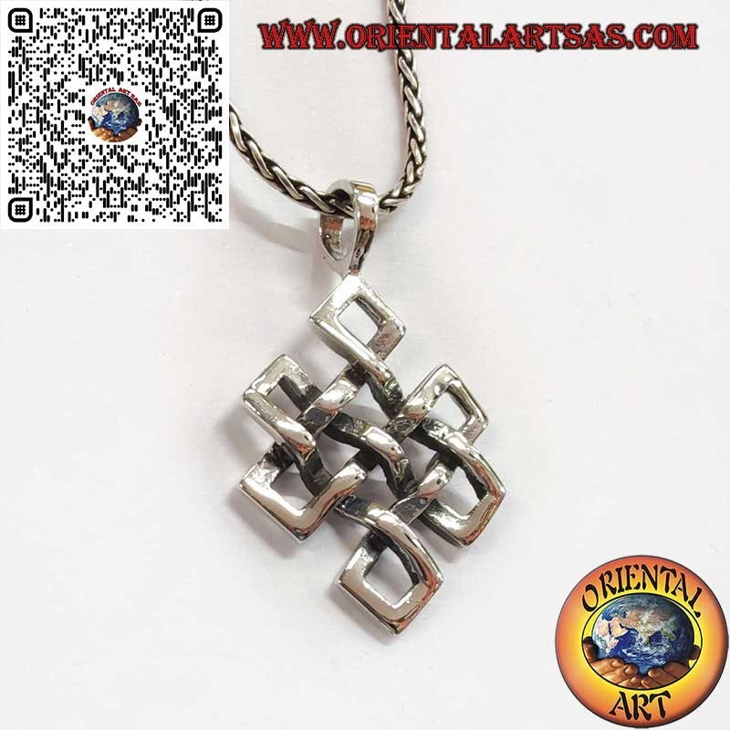 Ciondolo in Argento 925 Shrivatsa – Nodo Infinito Tibetano Portafortuna