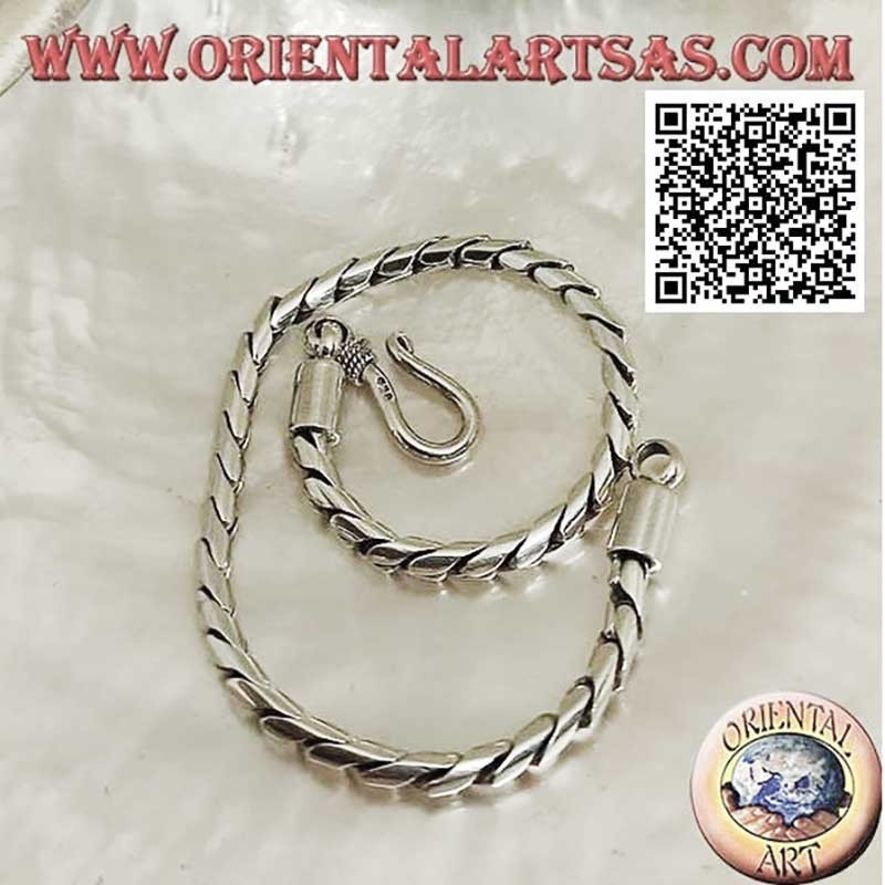 Weiches silbernes Armband mit rundem Gelenk und glattem 20 cm x 3 mm großen Haken