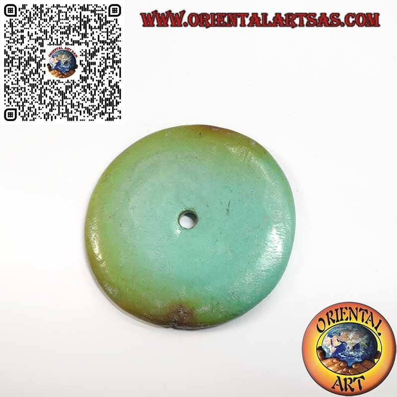 Antique Tibetan Turquoise Disc/Donut Pendant, 42mm. Ø lanyard included