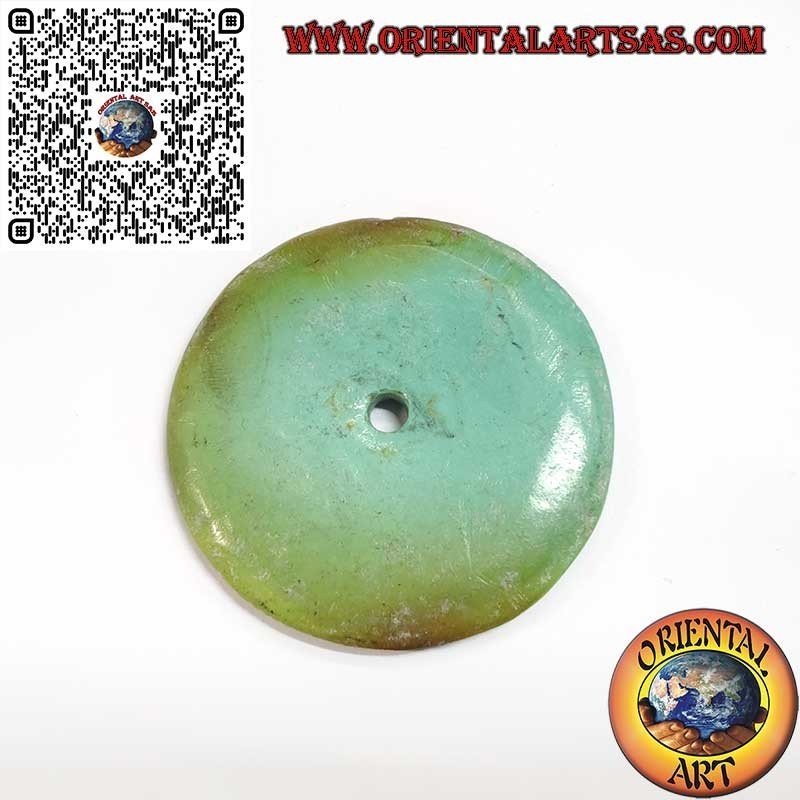 Antique Tibetan Turquoise Disc/Donut Pendant, 42mm. Ø lanyard included