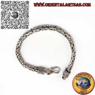Pulsera de eslabones de plata "Borobudur" (eslabones bizantinos) con gancho serpentino de 18,5 cm x 4 mm