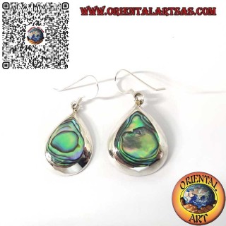 Orecchini in Argento 925 Pendenti a Goccia con Abalone Paua Shell
