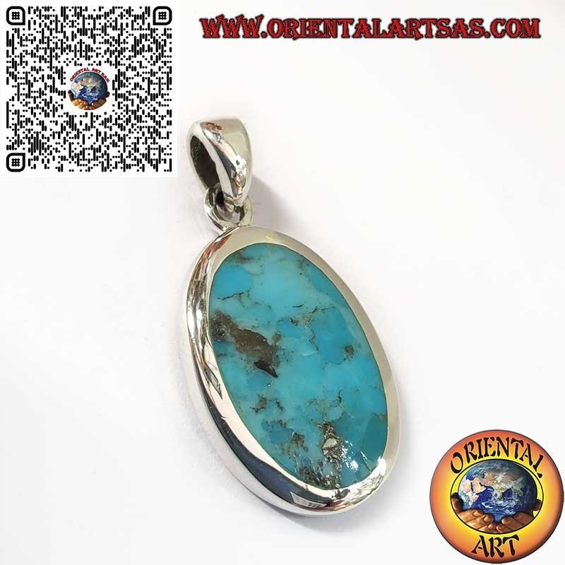 Ciondolo in Argento con Turchese Naturale dell’Arizona Ovale