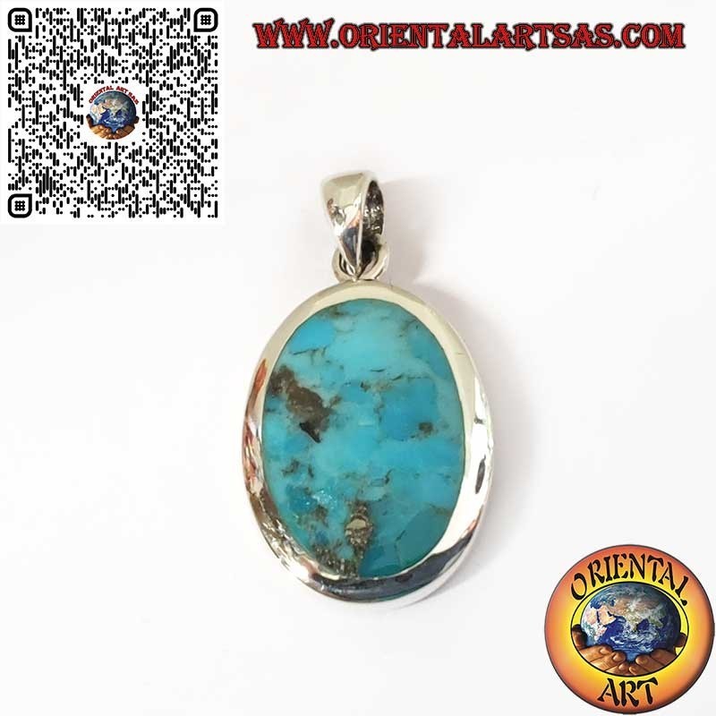 Ciondolo in Argento con Turchese Naturale dell’Arizona Ovale