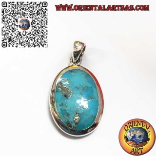 Silver Pendant with Natural Arizona Oval Turquoise