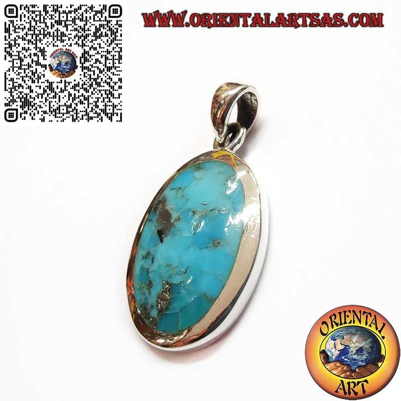 Silver Pendant with Natural Arizona Oval Turquoise