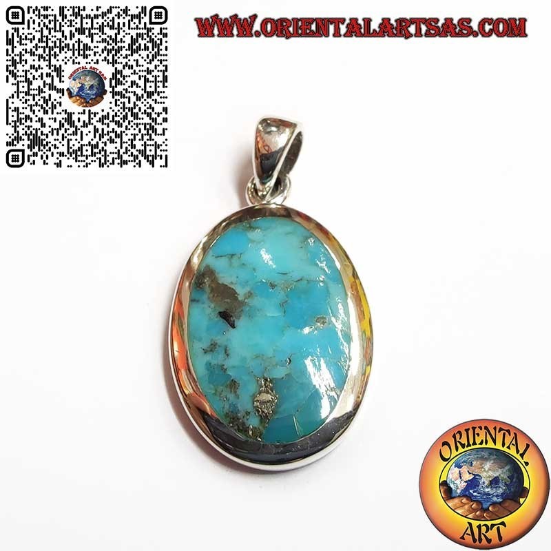 Ciondolo in Argento con Turchese Naturale dell’Arizona Ovale