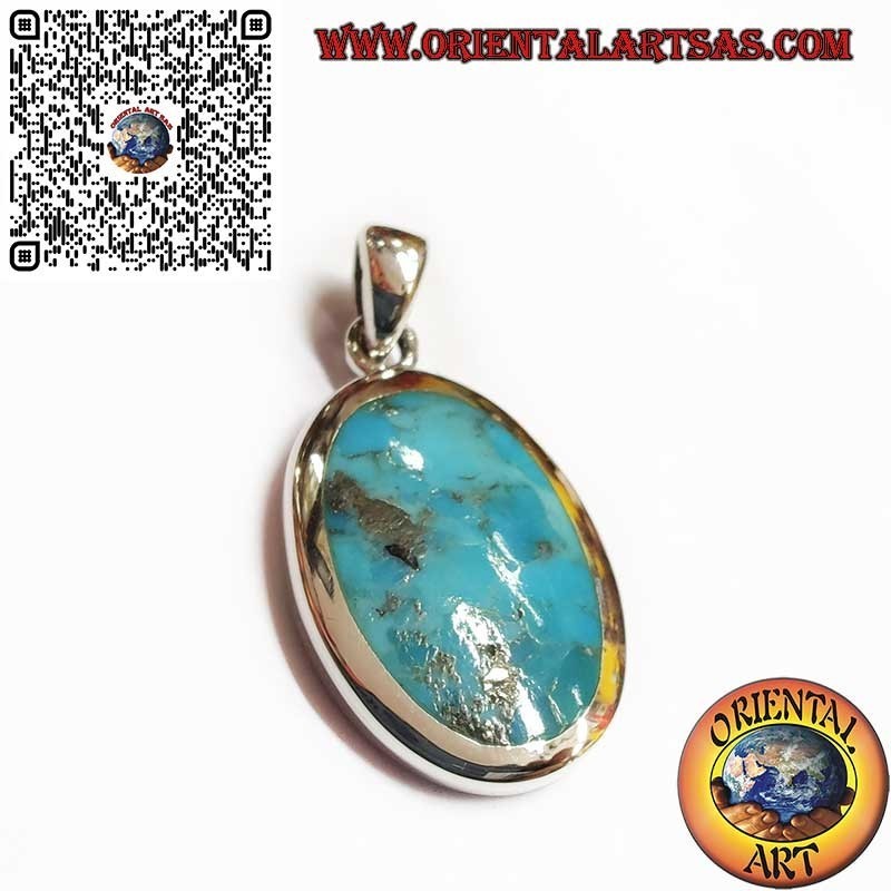 Pendentif en argent avec turquoise ovale naturelle d'Arizona