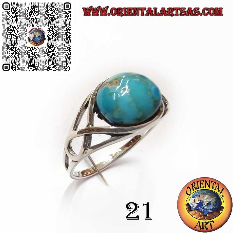 Sterling Silver 925 Ring with Natural Arizona Turquoise – Knot Setting