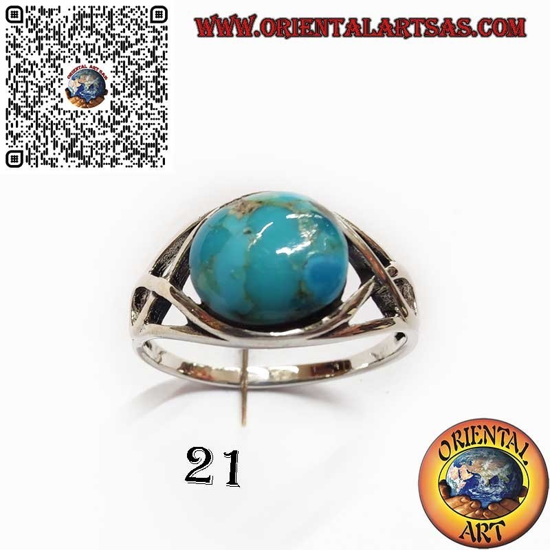 Sterling Silver 925 Ring with Natural Arizona Turquoise – Knot Setting