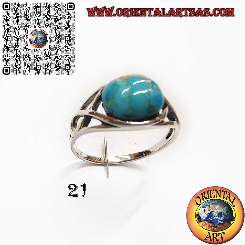 Anillo de Plata 925 con Turquesa Natural de Arizona – Montura en Nudo