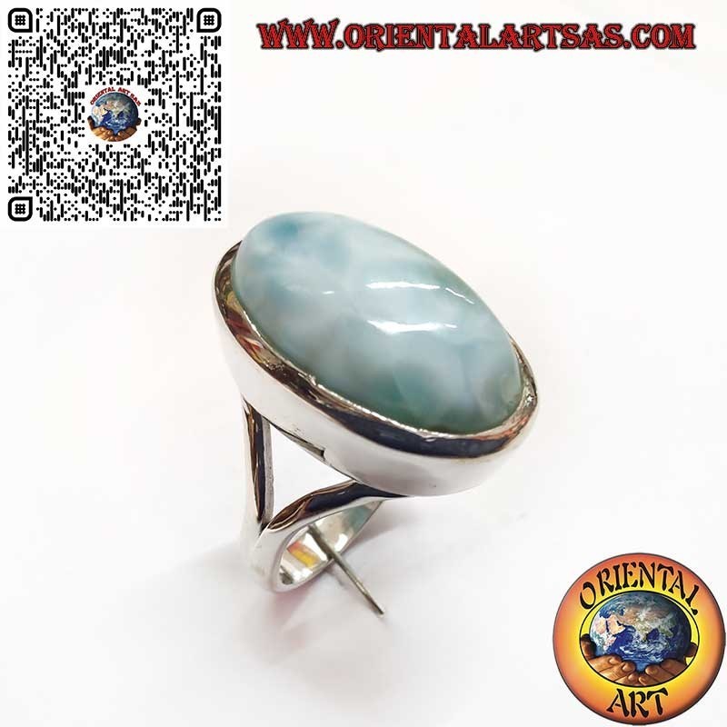 Anello in argento con Larimar naturale ovale – eleganza e armonia