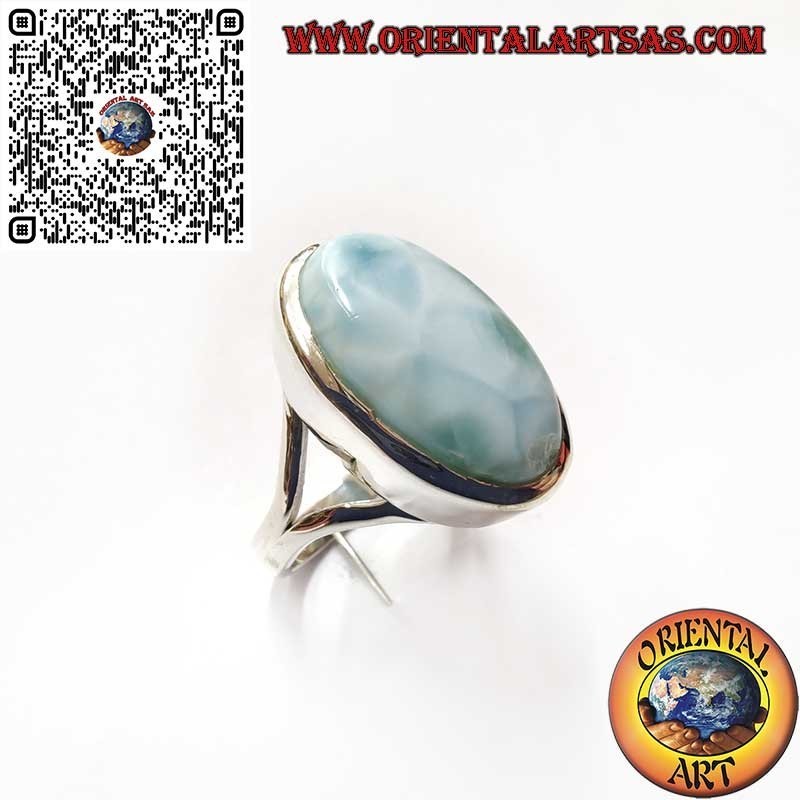 Anillo de plata con Larimar natural ovalado – elegancia y armonía