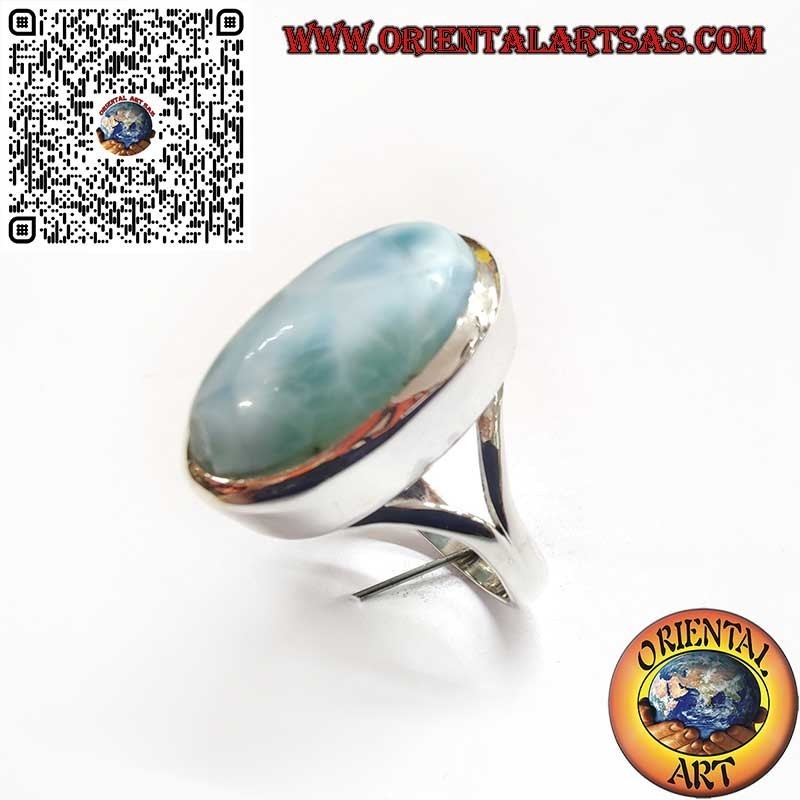 Anello in argento con Larimar naturale ovale – eleganza e armonia