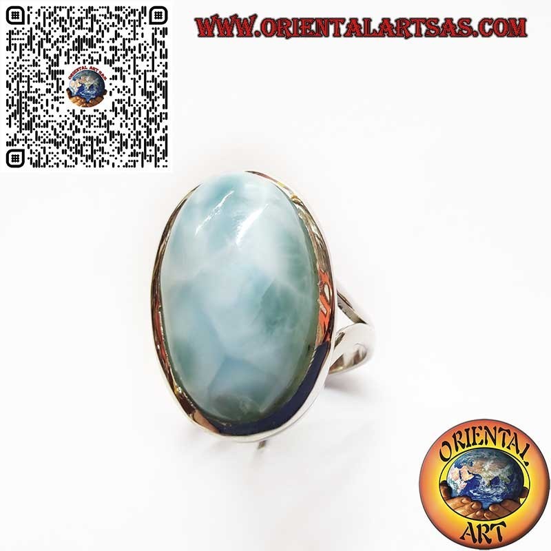 Anello in argento con Larimar naturale ovale – eleganza e armonia
