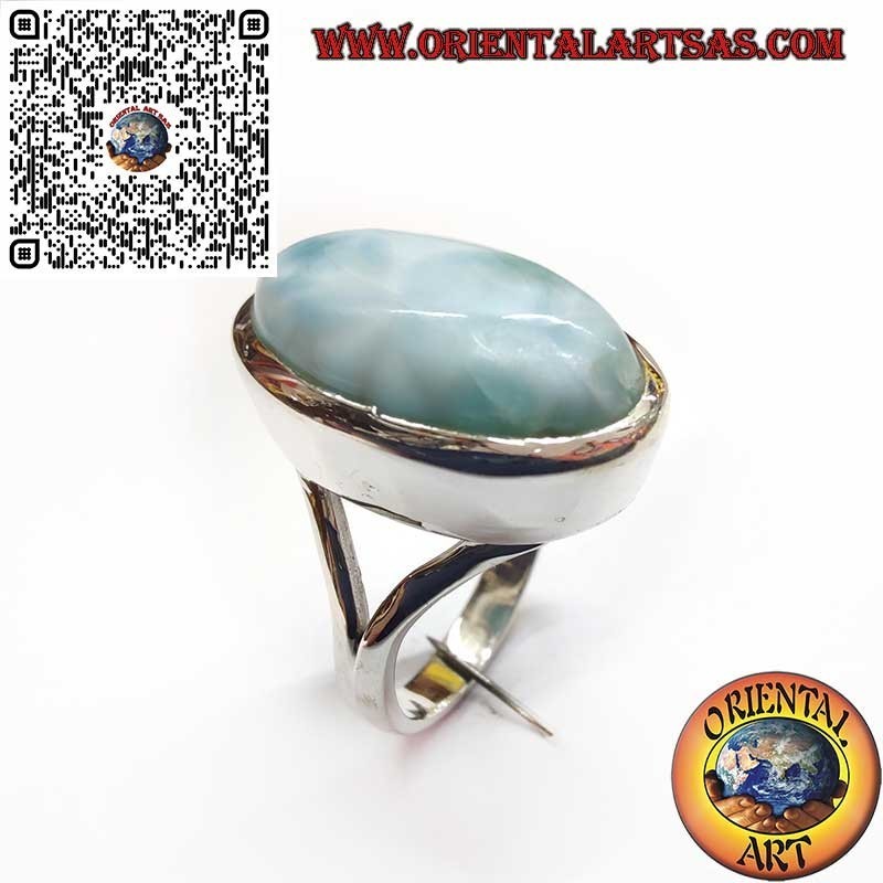 Anillo de plata con Larimar natural ovalado – elegancia y armonía