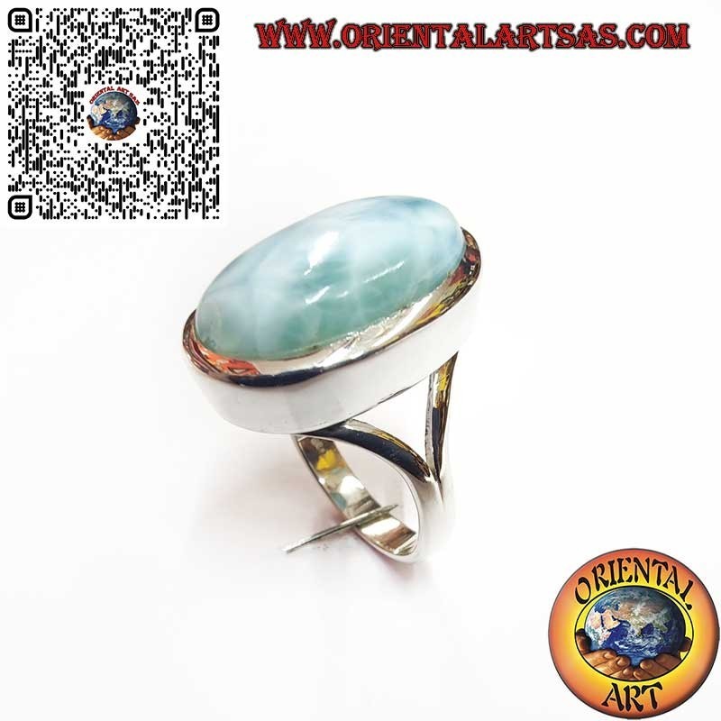 Silver ring with natural oval Larimar – elegance & harmony