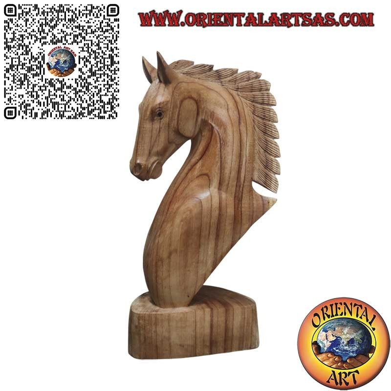 Escultura de cabeza de caballo en madera de pino americano 50 cm