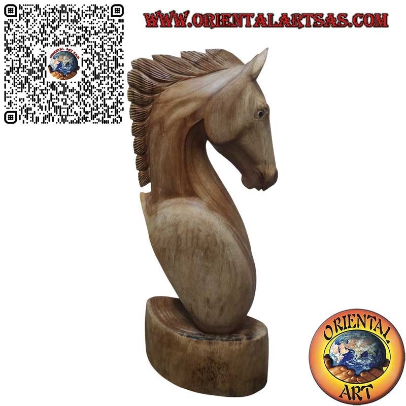 Scultura testa di cavallo in legno di pino americano da 50 cm