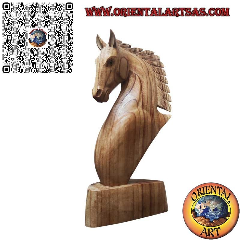 Escultura de cabeza de caballo en madera de pino americano 50 cm