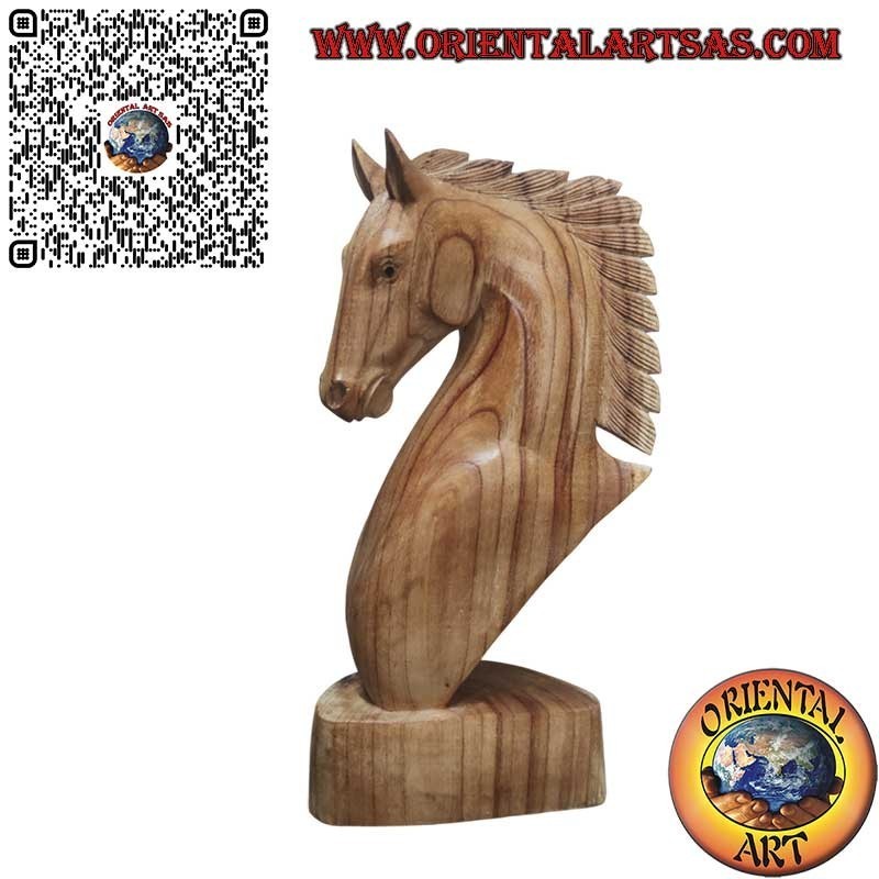 Horse head sculpture in American pine wood 50 cm