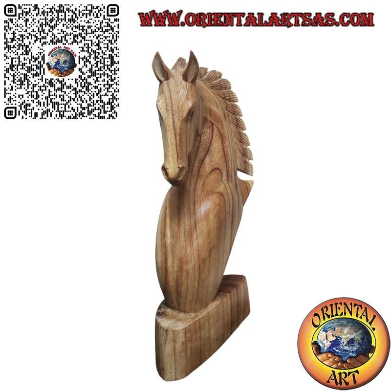 Pferdekopfskulptur aus amerikanischem Kiefernholz 50 cm