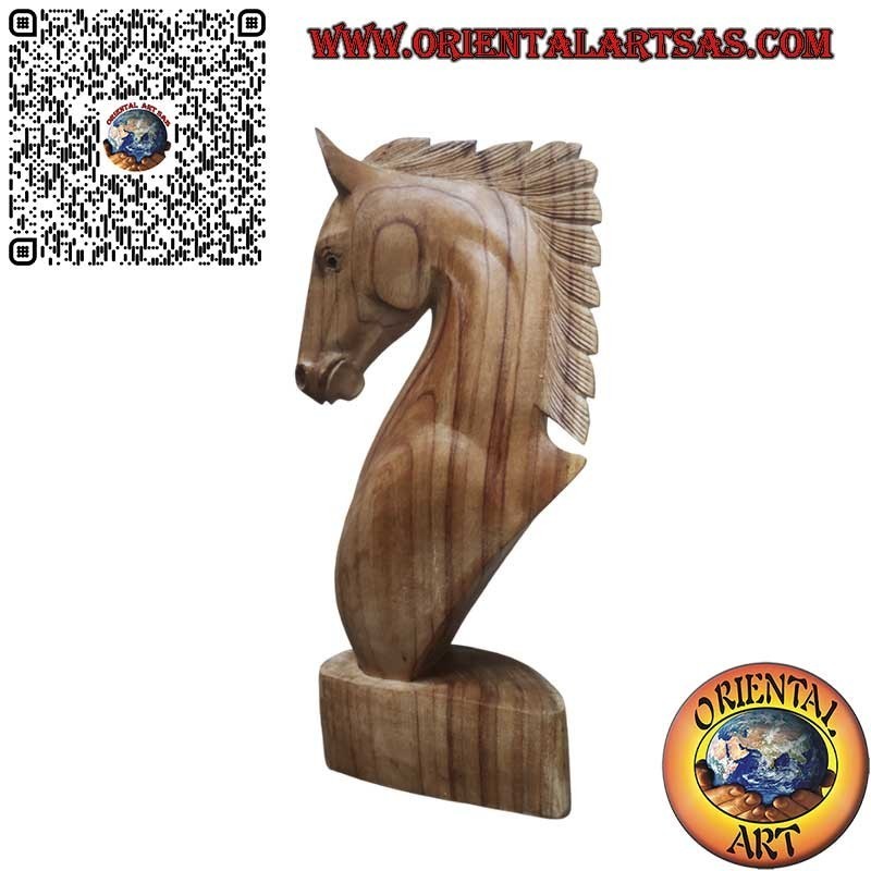 Escultura de cabeza de caballo en madera de pino americano 50 cm