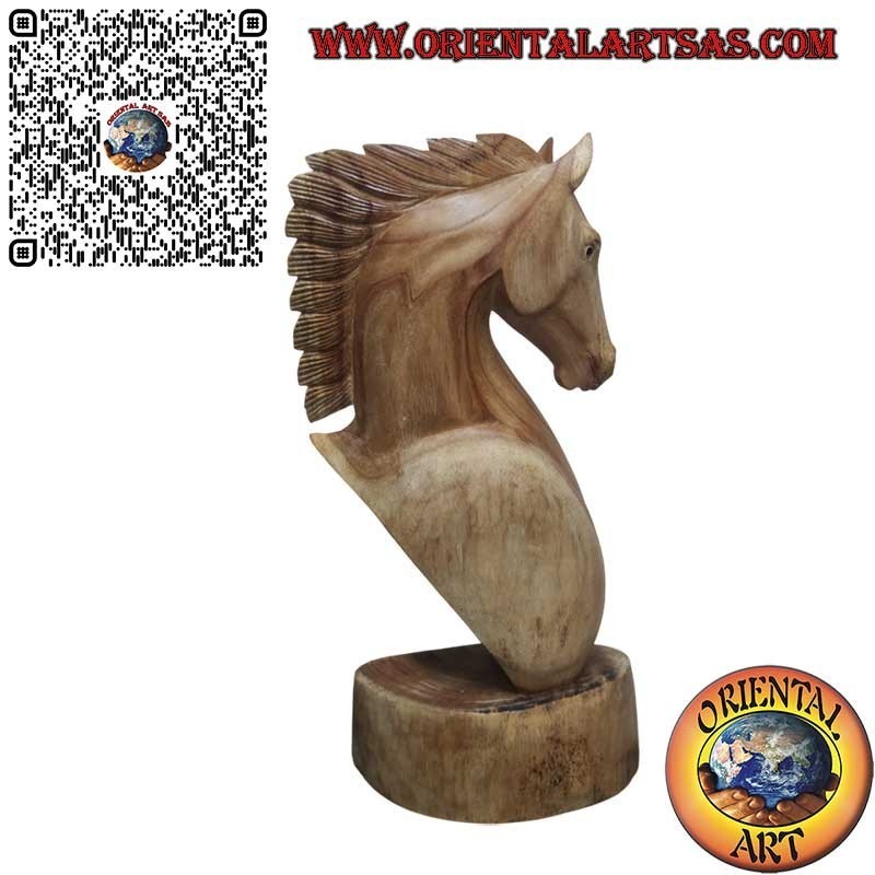 Pferdekopfskulptur aus amerikanischem Kiefernholz 50 cm