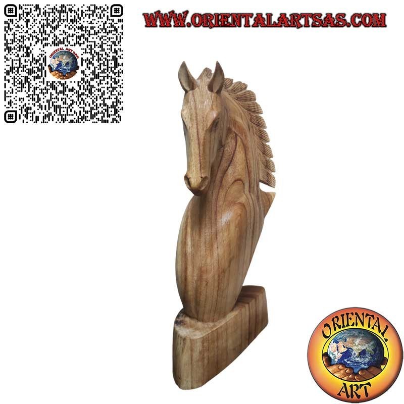 Scultura testa di cavallo in legno di pino americano da 50 cm