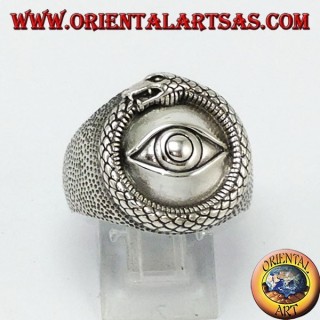 Anello in argento, Ouroboros degli illuminati con occhio