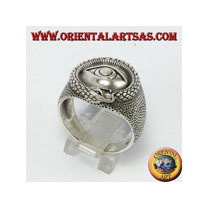 Silber Ring, Ouroboros der mit Auge beleuchteten