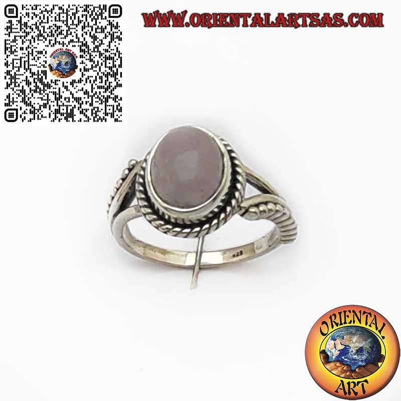 Bague Argent 925 Quartz Rose Naturel Ovale Tresse | Design Unique