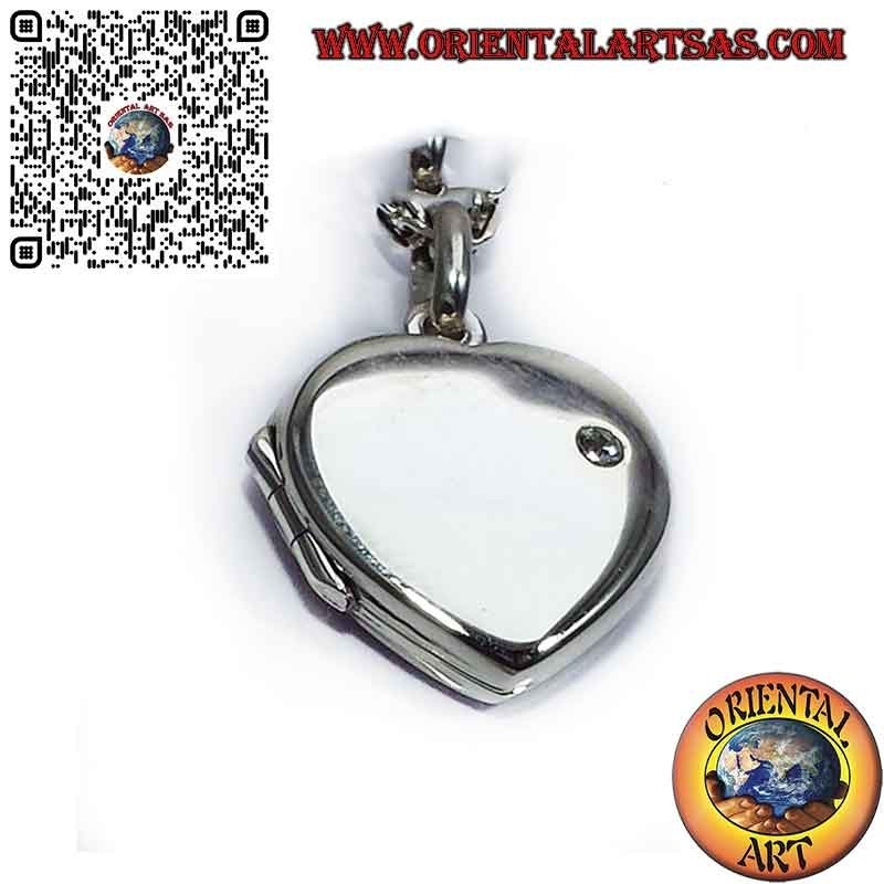 Colgante Guardafotos Corazón Plata 925 con Circonita - Caja Secreta