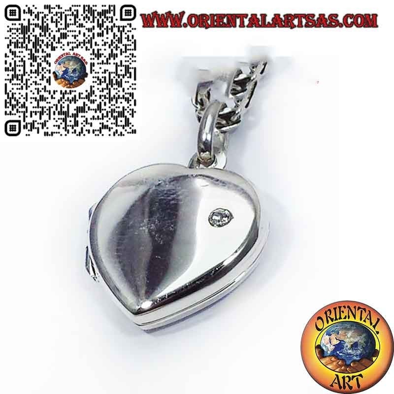 Pendentif Porte-Photo Cœur Argent 925 Zircon - Cadeau Romantique