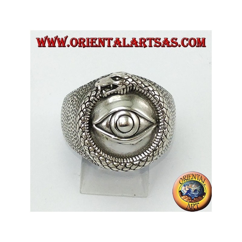 Silver ring, Ouroboros of the illuminated with eye