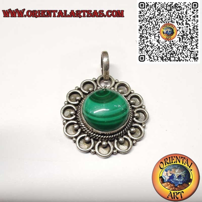 925 Silver Pendant with Natural Malachite – Handmade Artisan Jewelry