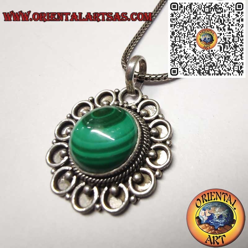 Pendentif en Argent 925 avec Malachite Naturelle – Bijou Artisanal