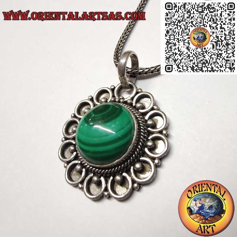 Ciondolo in Argento 925 con Malachite Naturale – Gioiello Artigianale