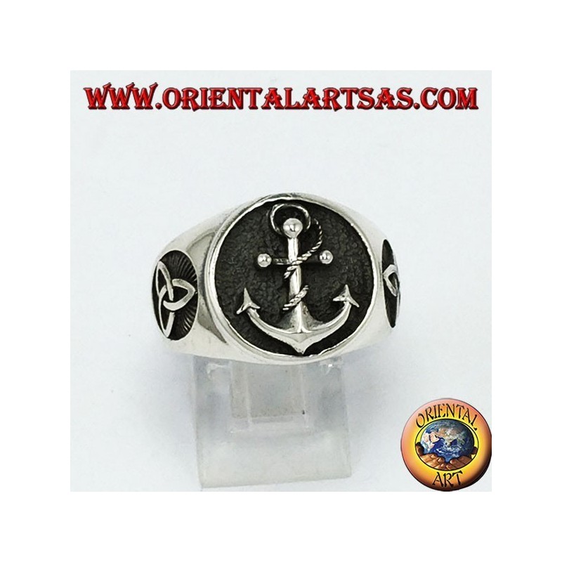 Anillo de plata, ancla con nudo de tyrone