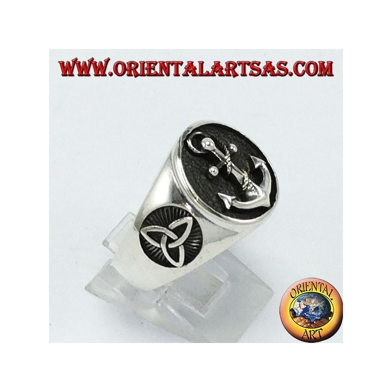 Anillo de plata, ancla con nudo de tyrone
