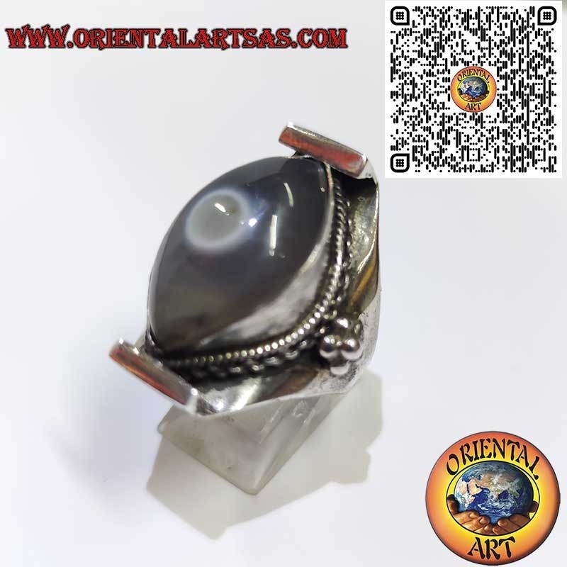 Bague Argent 925 Agate Œil de Shiva Homme/Femme