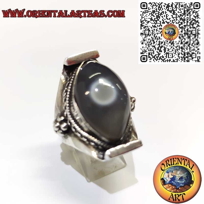 925 Silber Shiva Auge Achat Ring Herren/Damen