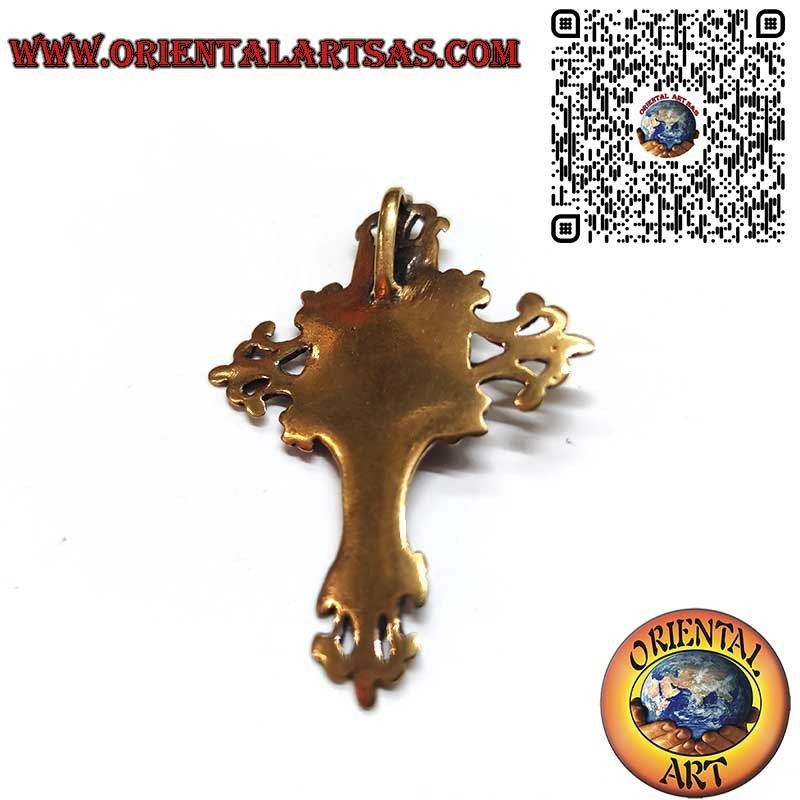 Handgefertigter Barock Kruzifix Bronze Anhänger, INRI, 42mm